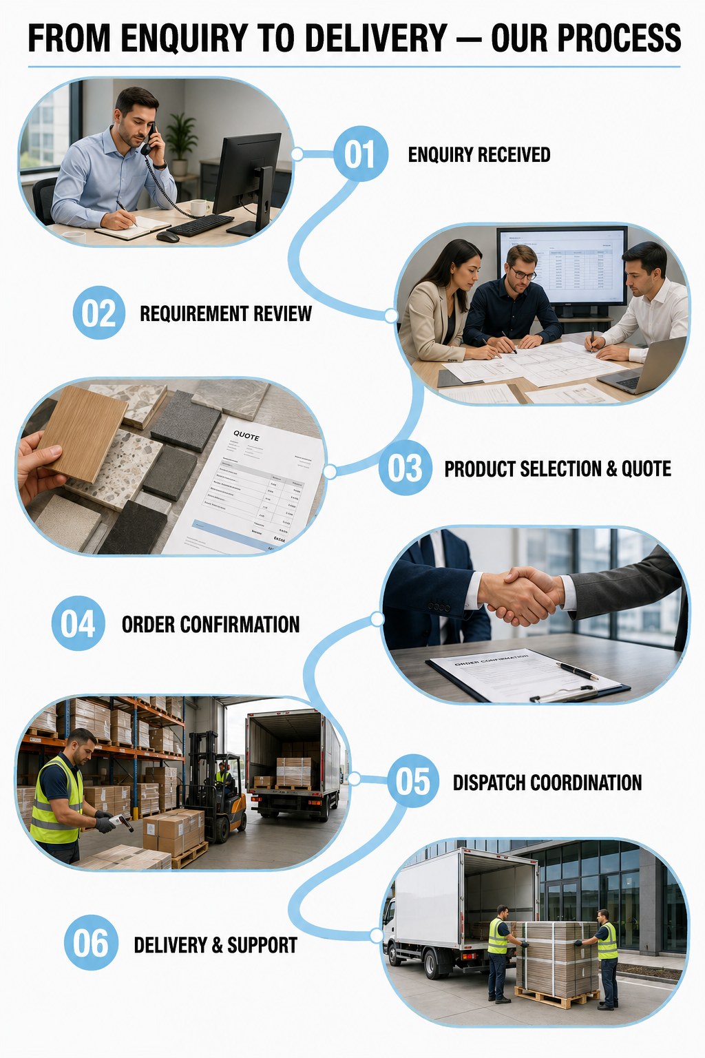 FROM YOUR FIRST ENQUIRY TO MATERIAL ON SITE